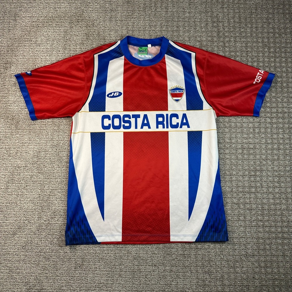 JB Costa Rica Soccer Jersey Men Large Red White Blue Short Sleeve Football Shirt